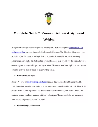 Complete Guide To Commercial Law Assignment Writing
