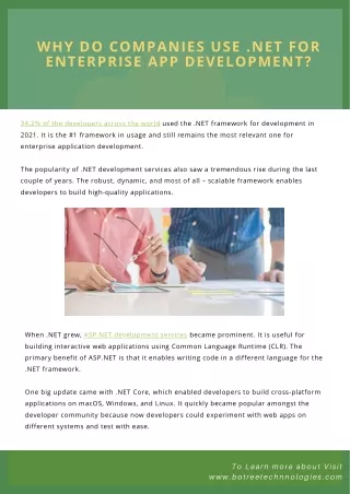 why do companies use net for enterprise