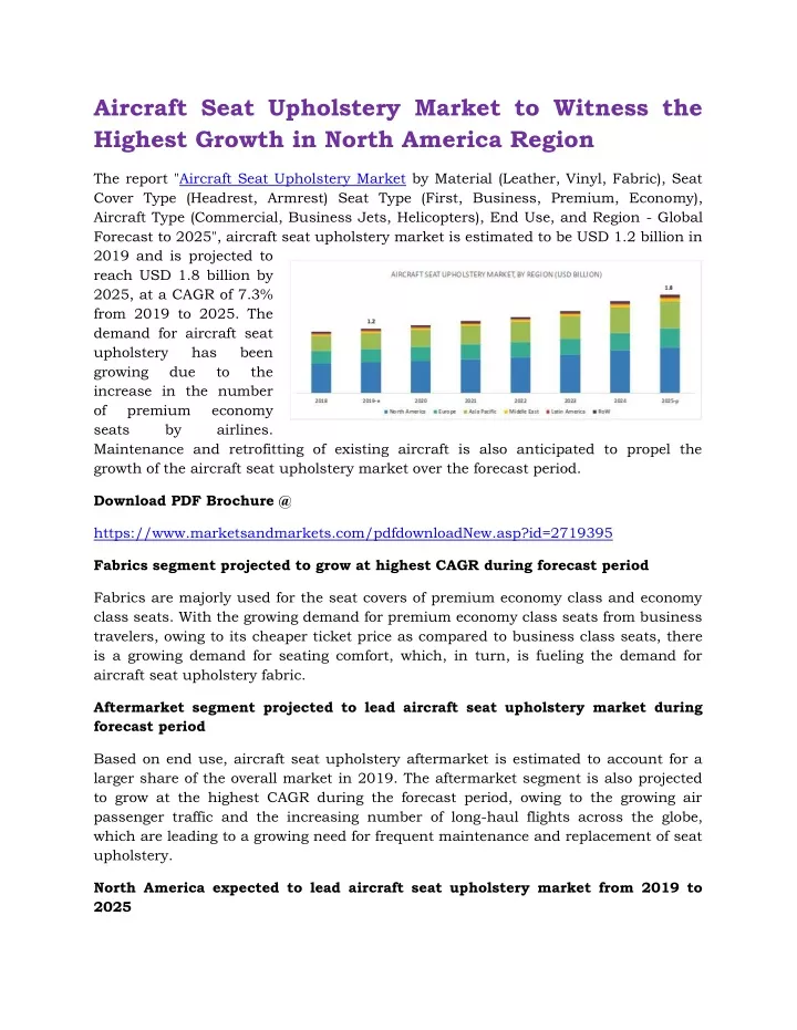 aircraft seat upholstery market to witness