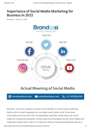 Importance of Social Media Marketing for Business in 2022