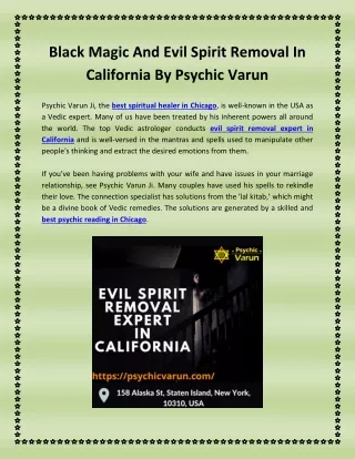 Black Magic And Evil Spirit Removal In California By Psychic Varun