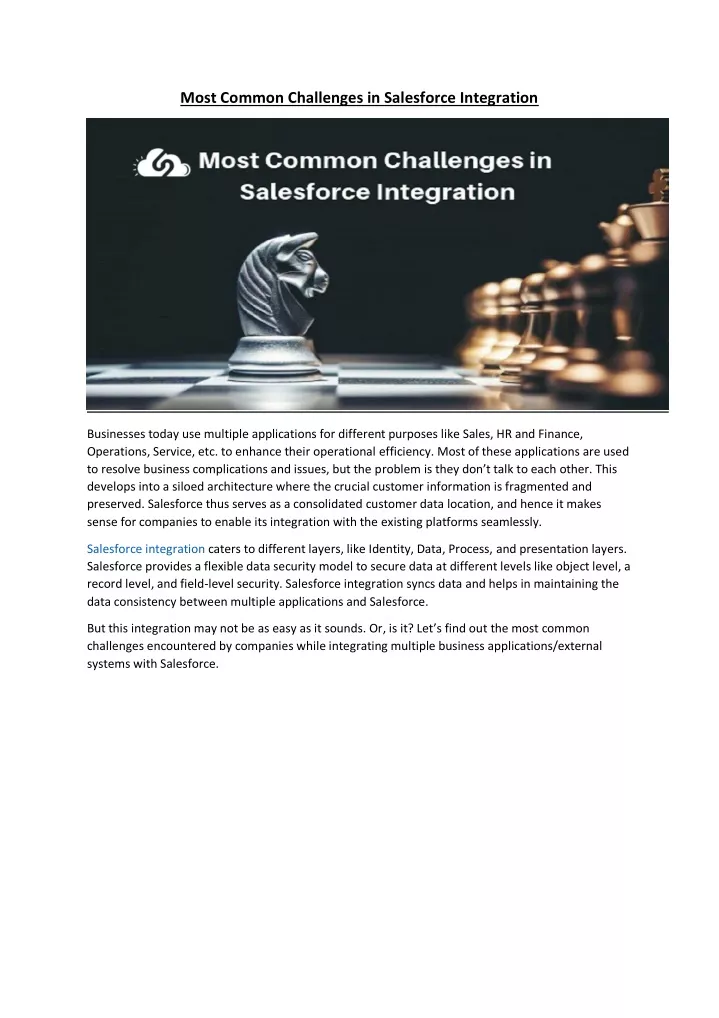 most common challenges in salesforce integration