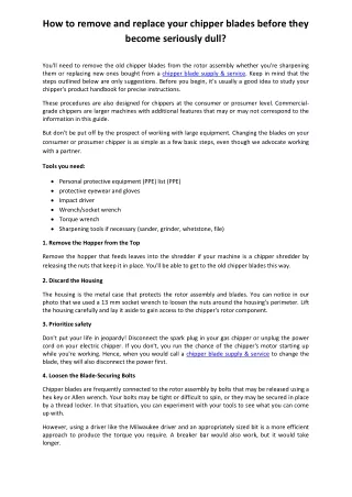 How to remove and replace your chipper blades before they become seriously dull.docx