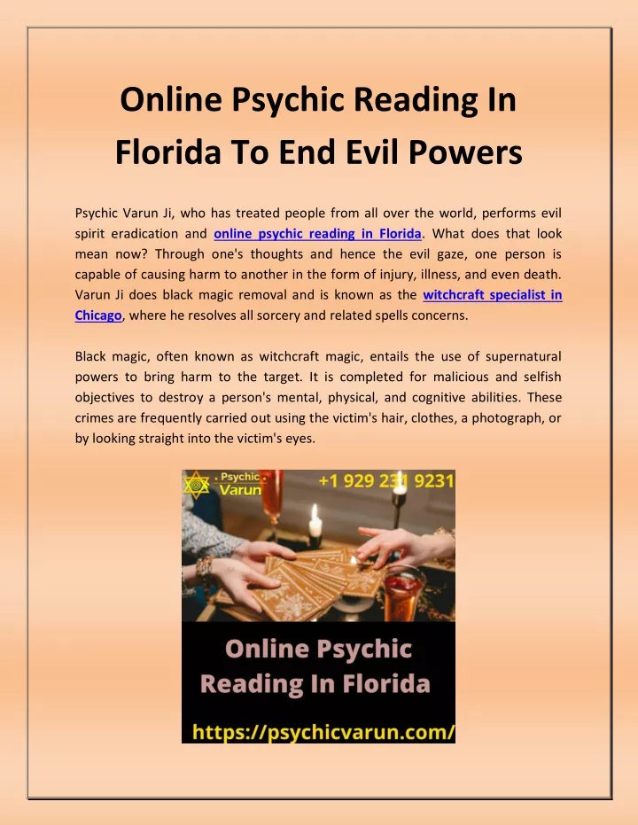 online psychic reading in florida to end evil