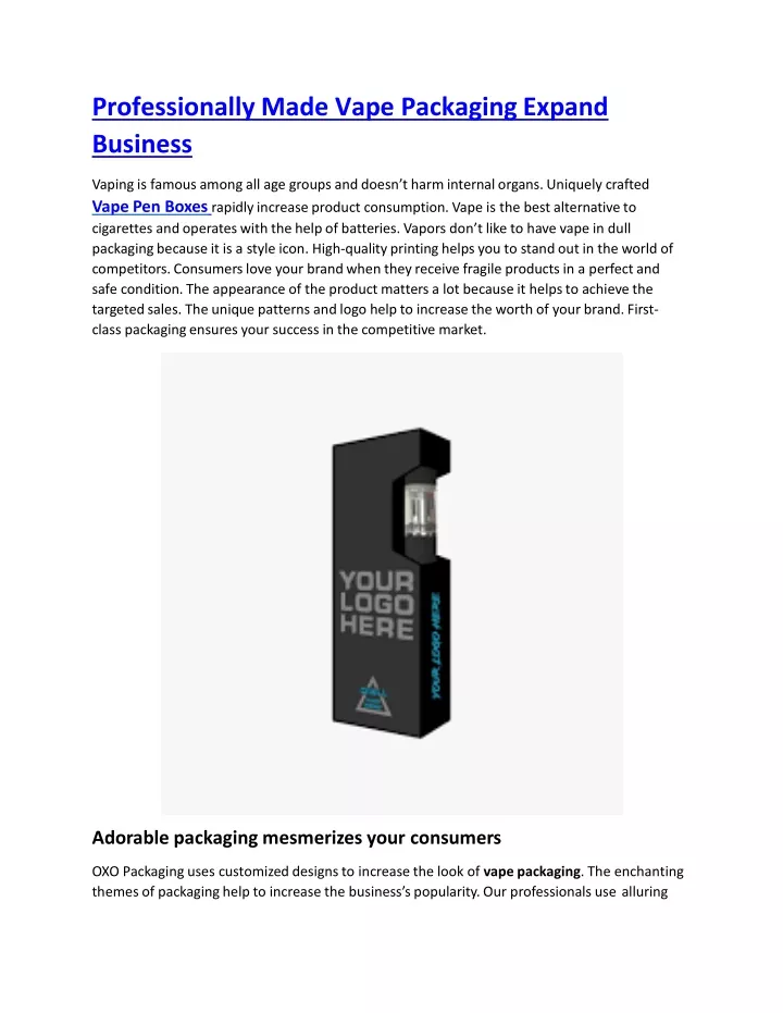 professionally made vape packaging expand business