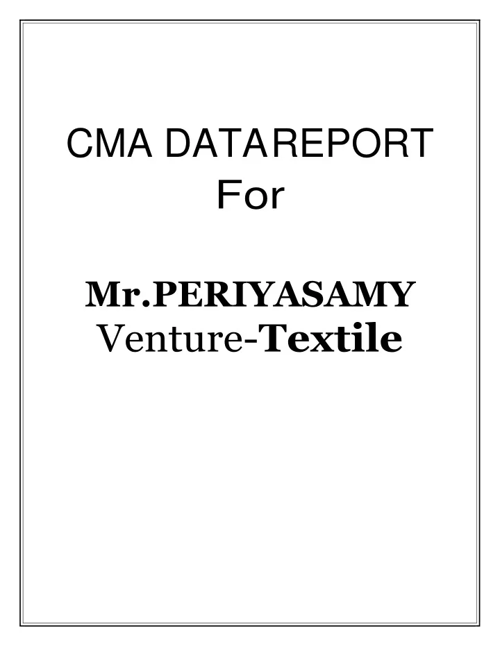 cma data report for