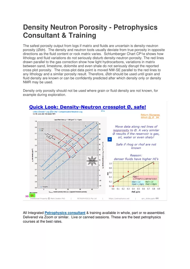 density neutron porosity petrophysics consultant