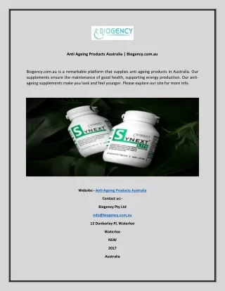 anti ageing products australia biogency com au