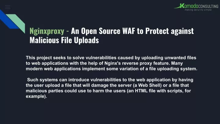 nginxproxy an open source waf to protect against