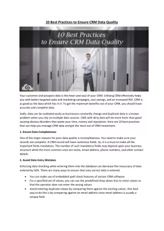 10 best practices to ensure crm data quality