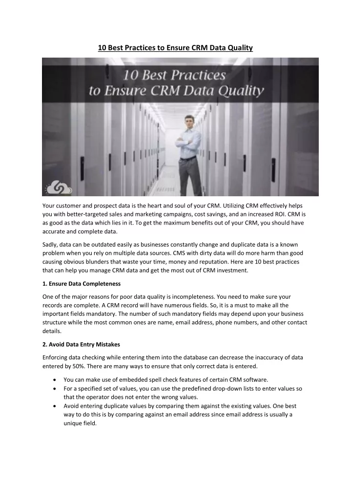 10 best practices to ensure crm data quality