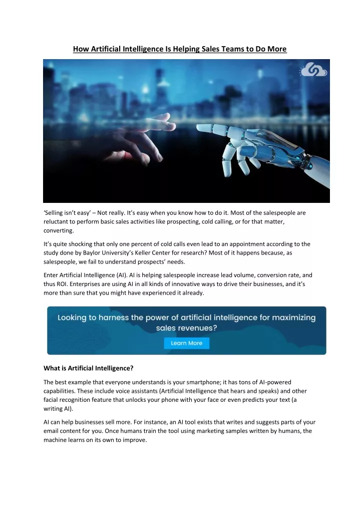 how artificial intelligence is helping sales
