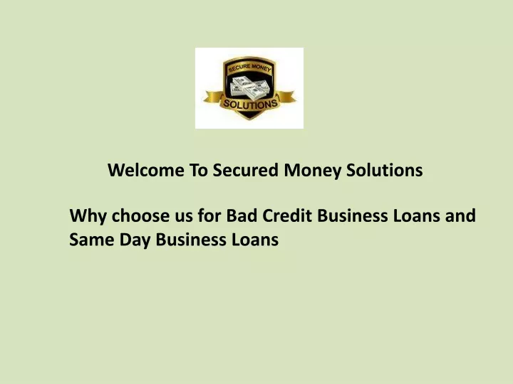 welcome to secured money solutions