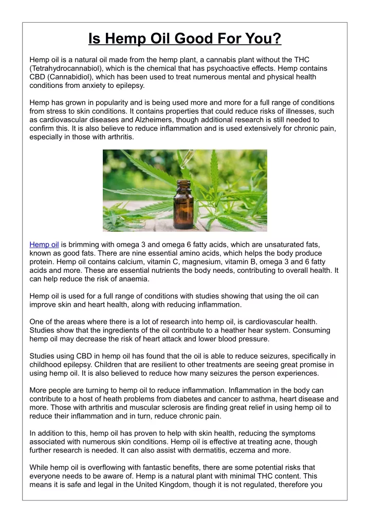 is hemp oil good for you