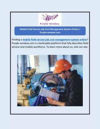 Mobile Field Service Job Cost Management System Online | Purple-window.com