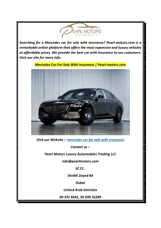 Mercedes Car For Sale With Insurance  Pearl-motors.com
