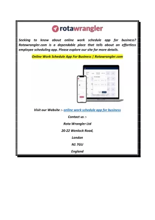 Online Work Schedule App For Business  Rotawrangler.com