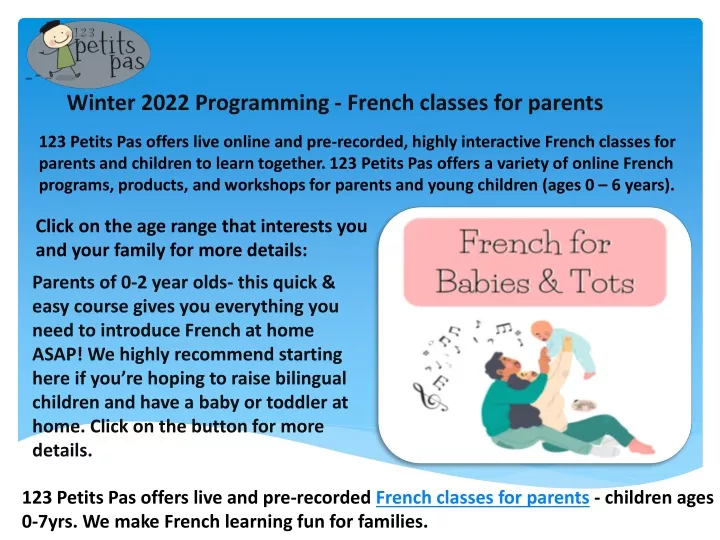 winter 2022 programming french classes for parents