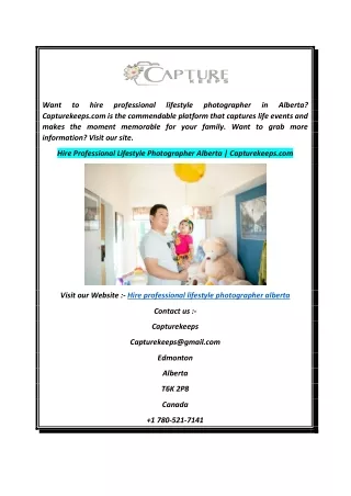 Hire Professional Lifestyle Photographer Alberta  Capturekeeps.com