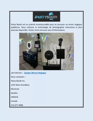 Miroir Magique de Québec | ipartybooth.com/accueil/