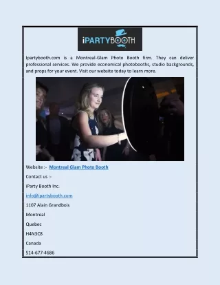 Montreal Glam Photo Booth | Ipartybooth.com