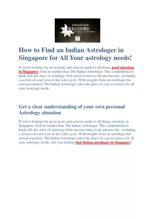 How to Find an Indian Astrologer in Singapore for All Your astrology needs!