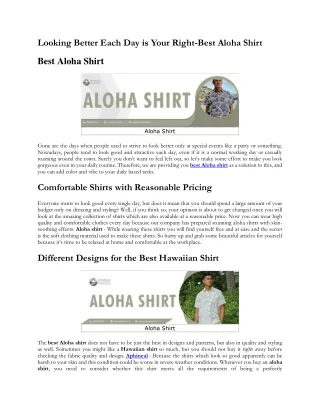 Looking Better Each Day is Your Right-Best Aloha Shirt