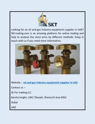 Oil And Gas Industry Equipment Supplier In Uae | Skf-trading.com