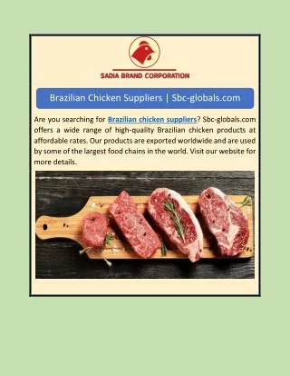 Brazilian Chicken Suppliers | Sbc-globals.com