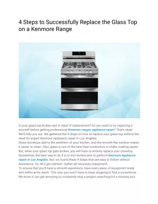 4 Steps to Successfully Replace the Glass Top on a Kenmore Range