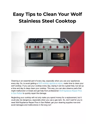 Easy Tips to Clean Your Wolf Stainless Steel Cooktop