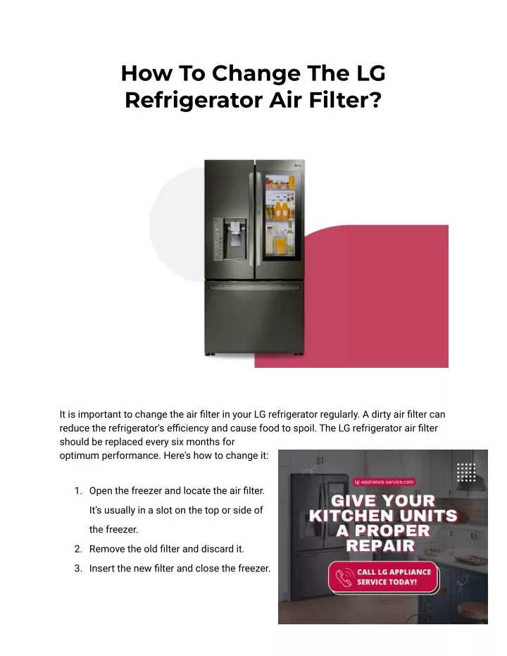 how to change the lg refrigerator air filter