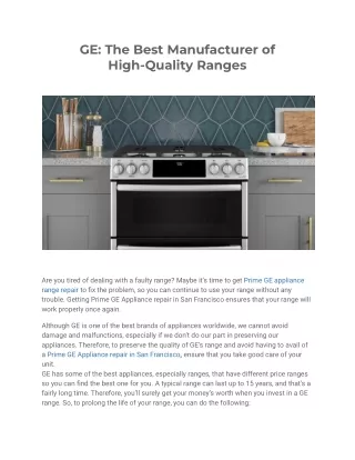 GE_ The Best Manufacturer of High-Quality Ranges