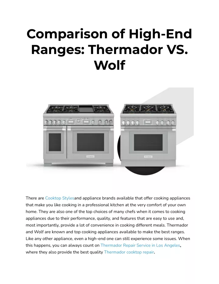 comparison of high end ranges thermador vs wolf