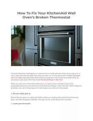 How To Fix Your KitchenAid Wall Oven's Broken Thermostat