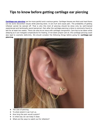 Tips to know before getting cartilage ear piercing