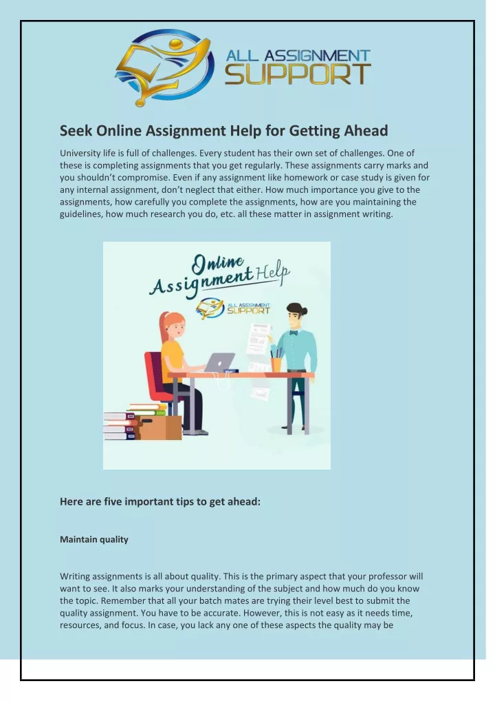 seek online assignment help for getting ahead