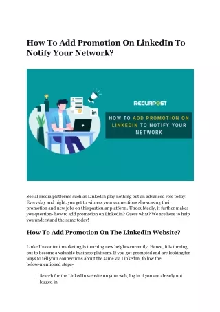 How To Add Promotion On LinkedIn To Notify Your Network?
