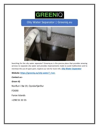 Oily Water Separator | Greeniq.eu