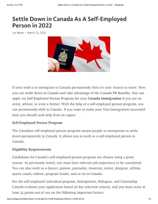 Settle Down in Canada As A Self-Employed Person in 2022 –