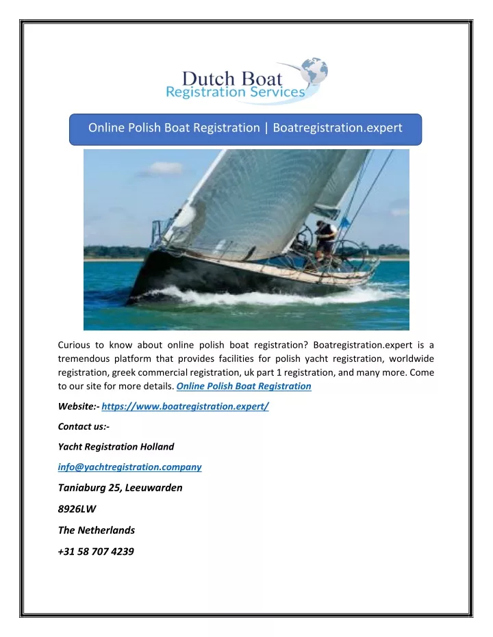 online polish boat registration boatregistration