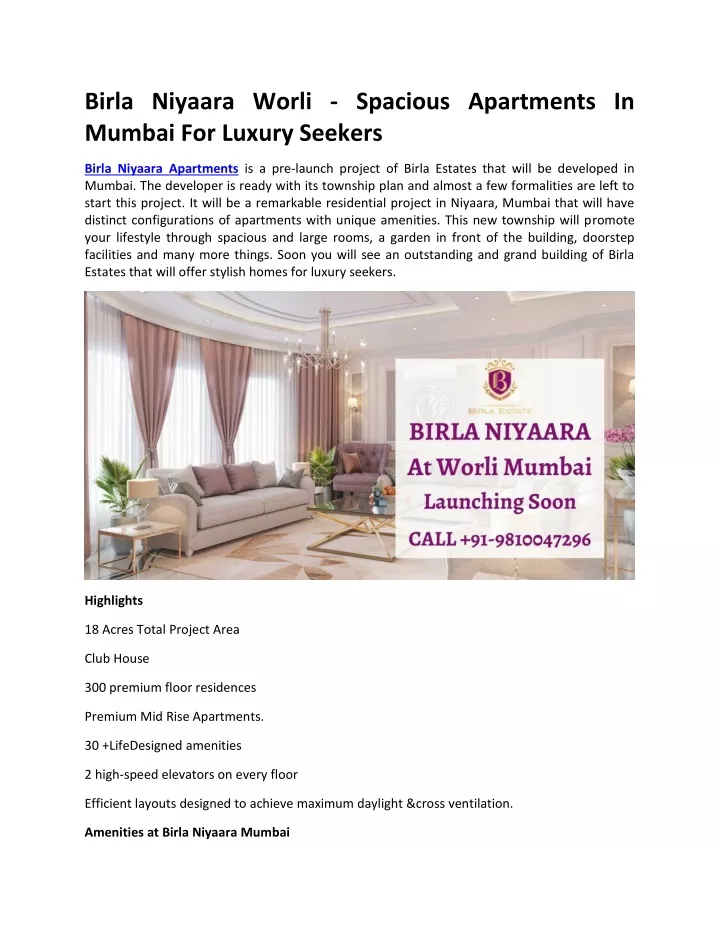 birla niyaara worli spacious apartments in mumbai