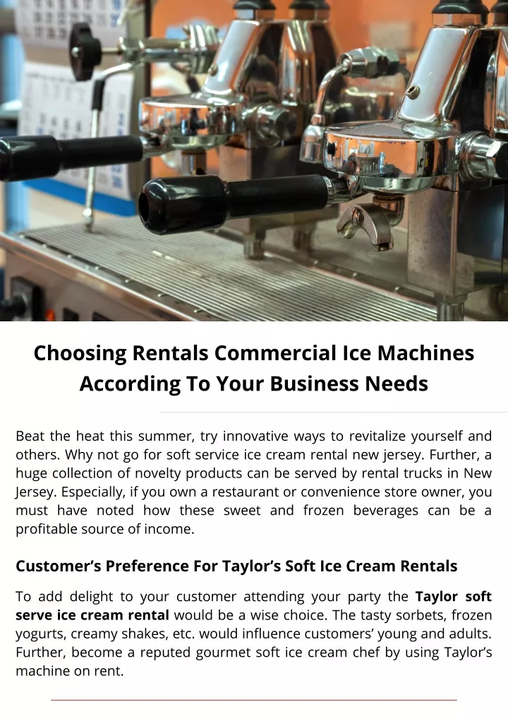 choosing rentals commercial ice machines