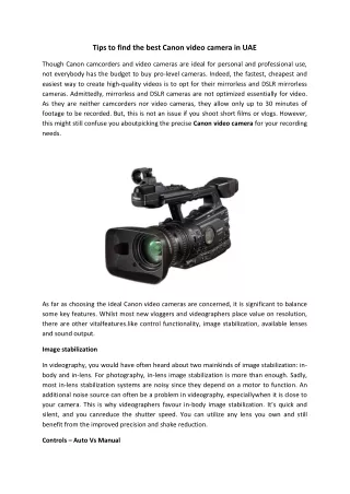 tips to find the best canon video camera in uae