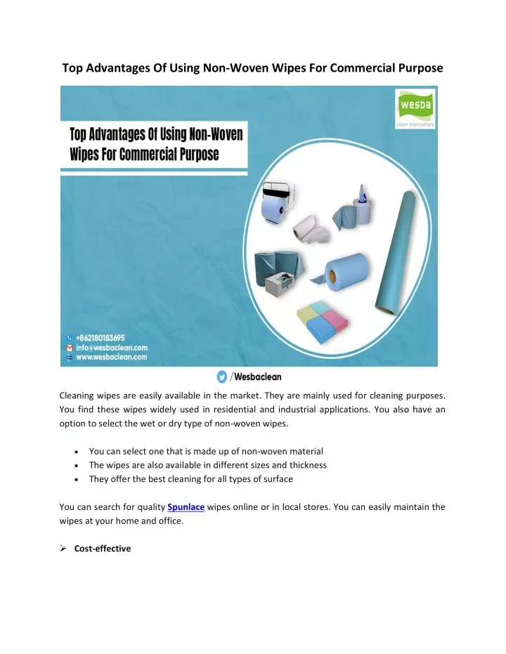 top advantages of using non woven wipes