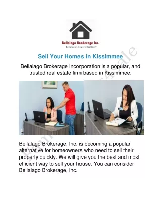 Sell Your Homes in Kissimmee | Bellalago Brokerage, Inc.