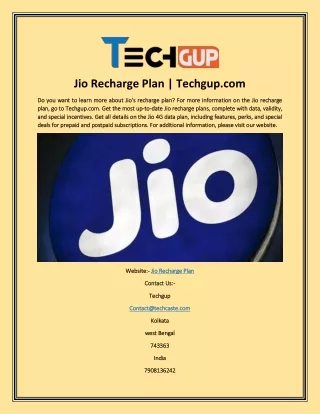 Jio Recharge Plan | Techgup.com