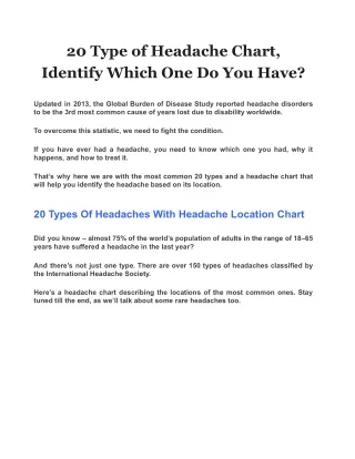20 type of headache chart identify which