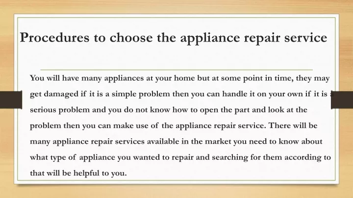 procedures to choose the appliance repair service
