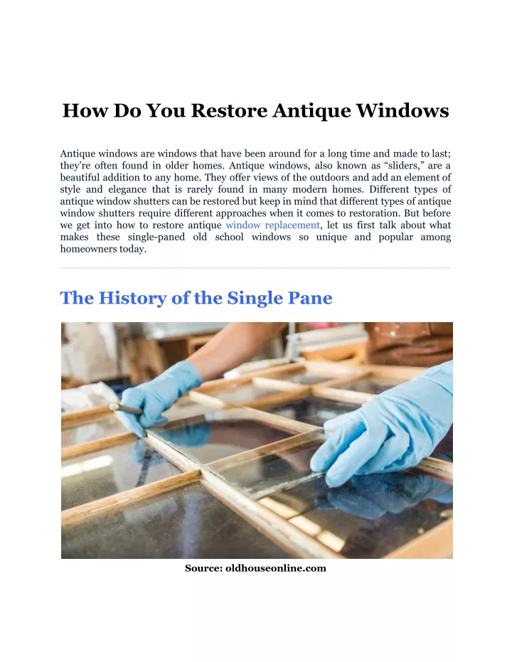 how do you restore antique windows
